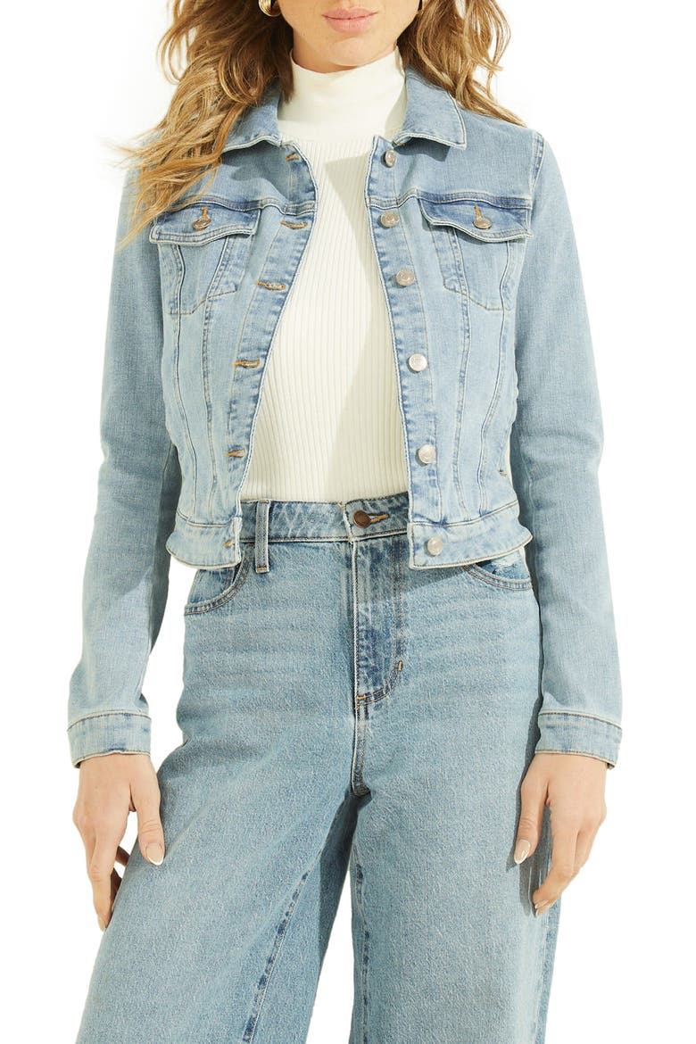 Sexy Denim Trucker Jacket, Main, color, ARWA-BRIGH