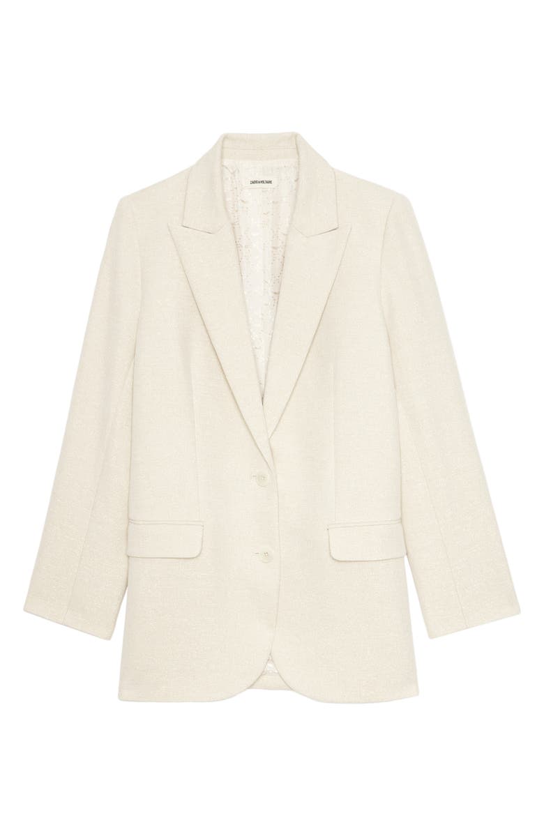 Zadig & Voltaire Viva Shimmer Cotton Blend Blazer, Alternate, color, 