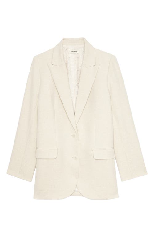 Zadig & Voltaire Viva Shimmer Cotton Blend Blazer In Vanille