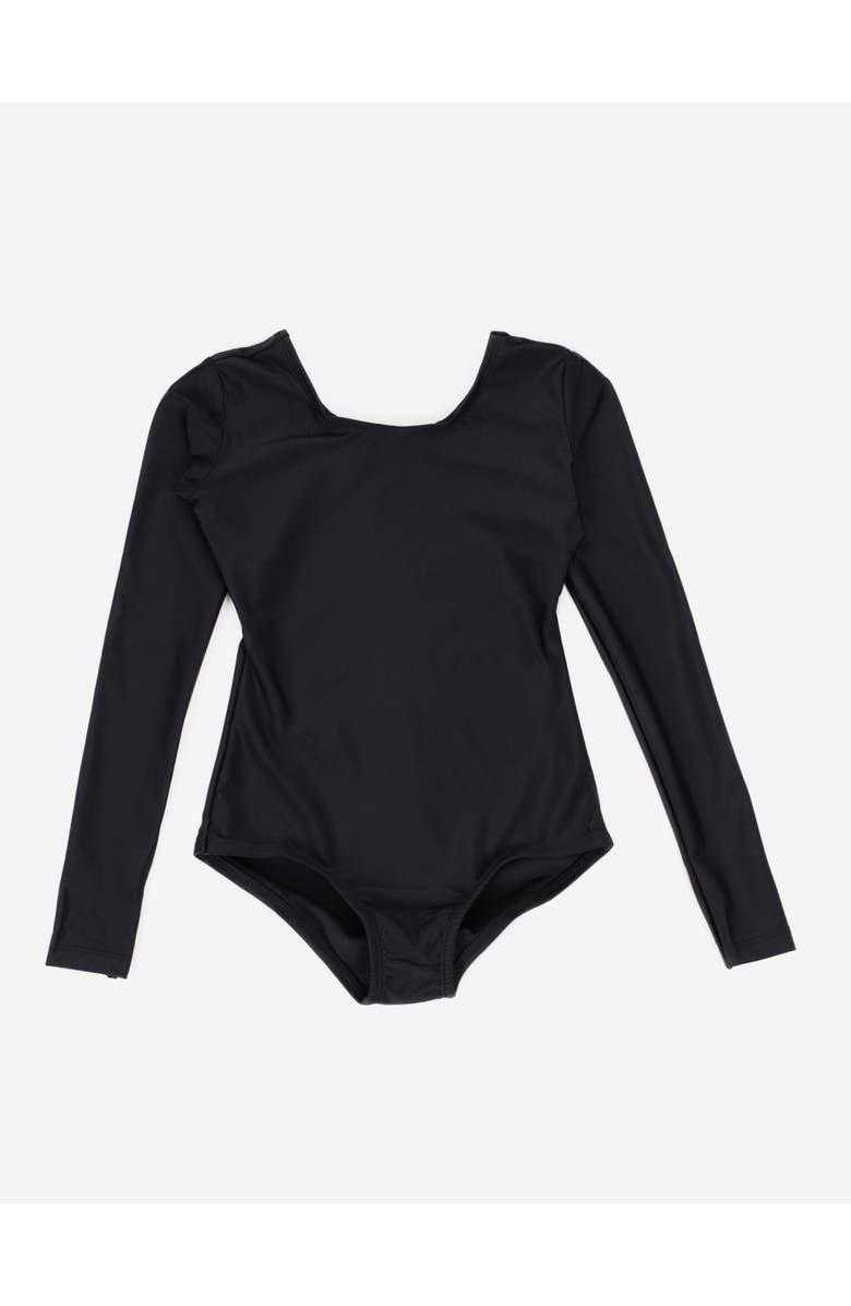 Leveret Girls Long Sleeve Leotard, Main, color, Black