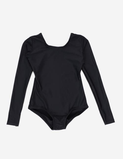 Leveret Girls Long Sleeve Leotard In Black