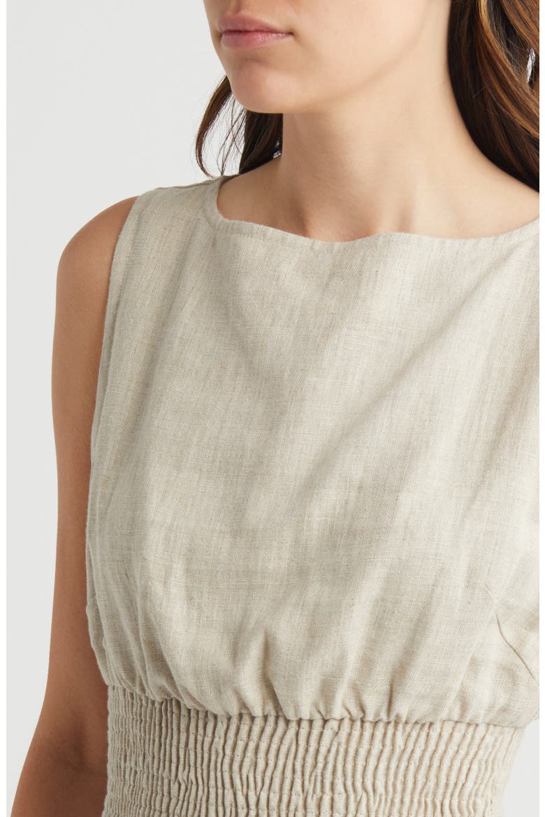 La Canella Linen Midi Dress, Alternate, color, NATURAL