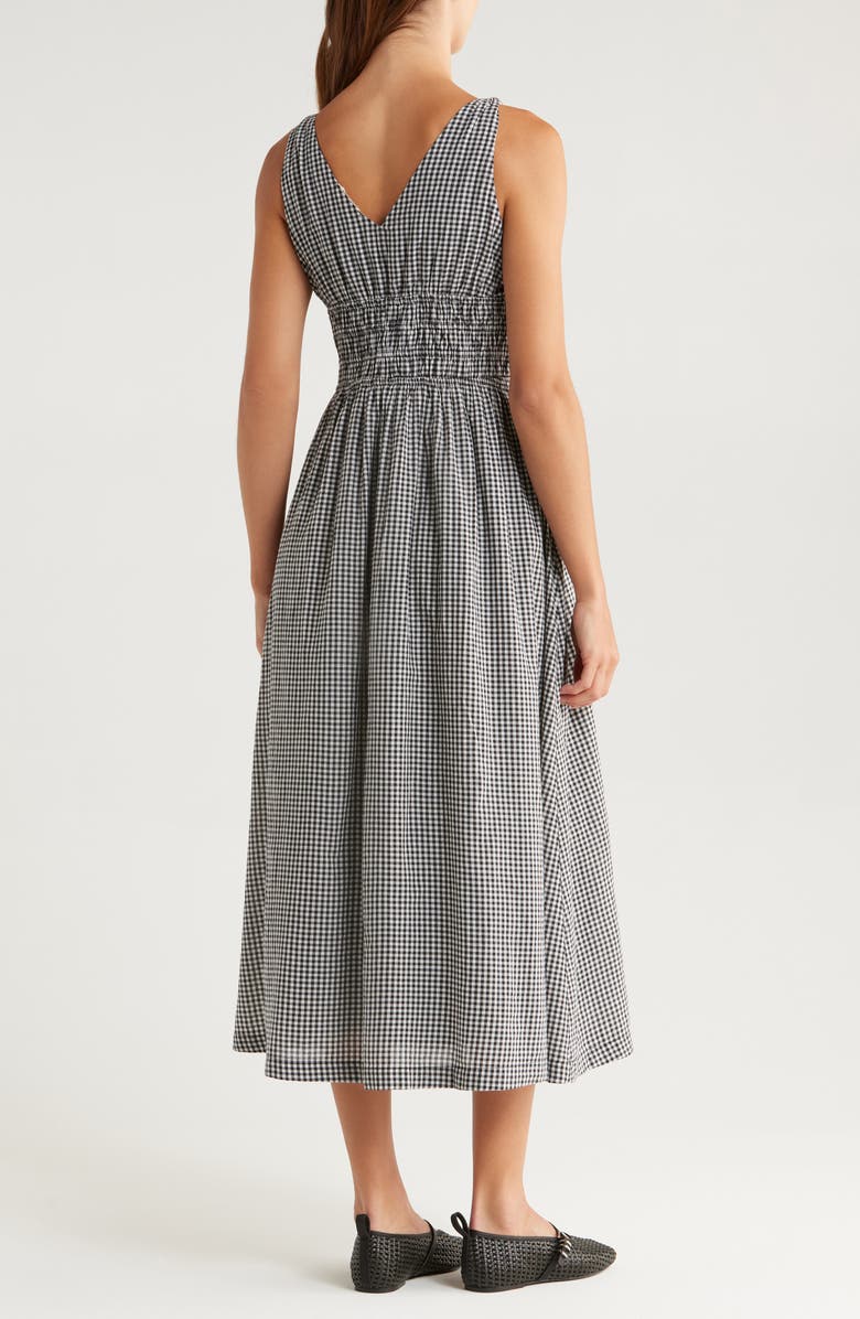 Lucky Brand Smocked Gingham Gingham Dress, Alternate, color, Black Gingham