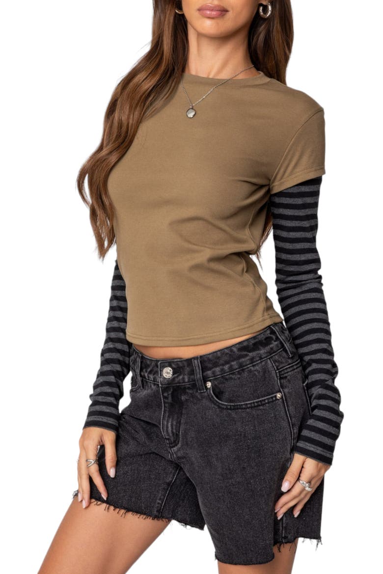 Eliana Layered Long Sleeve T-Shirt, Alternate, color, OLIVE