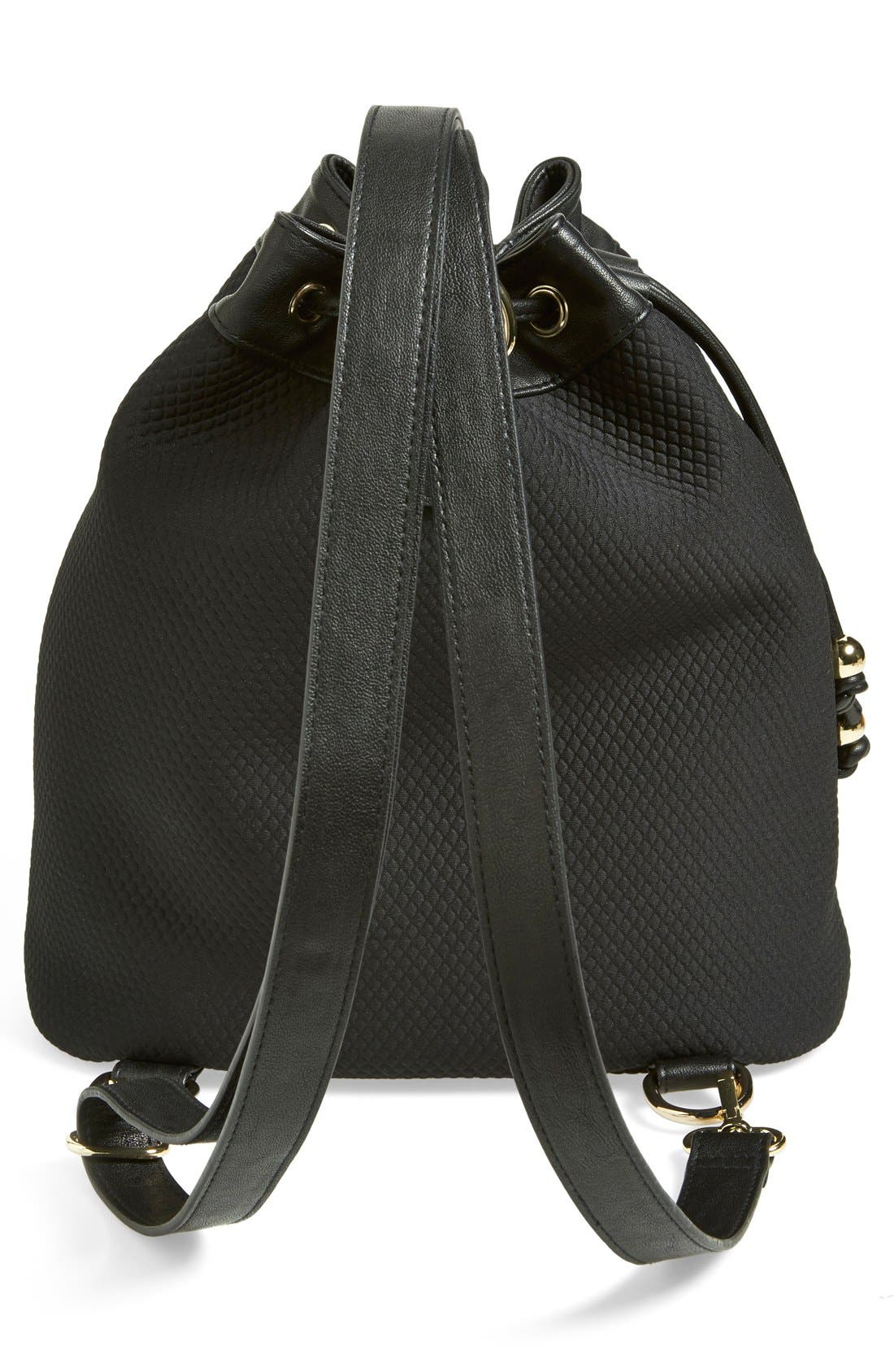 Neoprene Drawstring Backpack, Alternate, color, BLACK