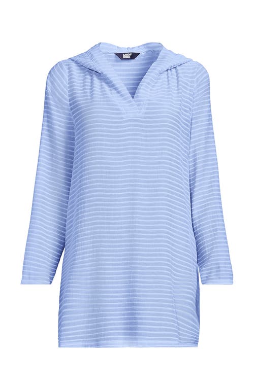 LANDS' END LANDS' END COTTON JERSEY LONG SLEEVE HOODED SWIM COVER-UP DRESS 