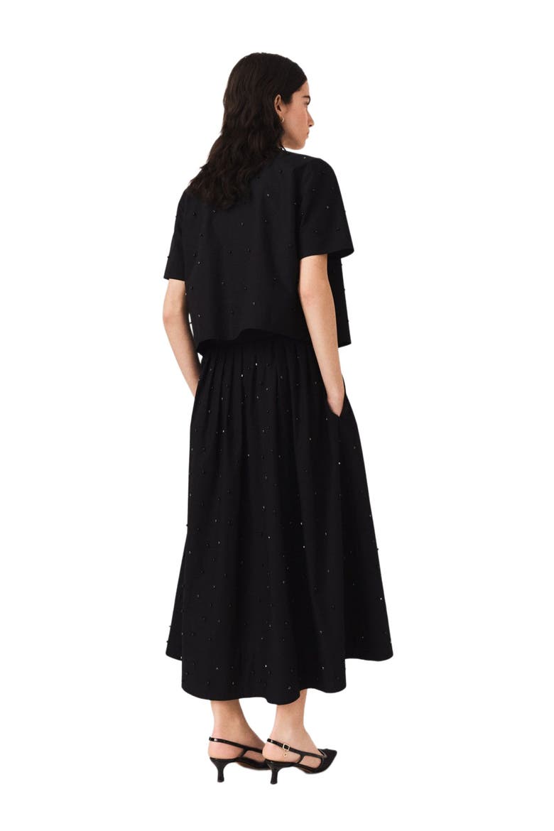 Long beaded and rhinestone skirt, Alternate, color, Black