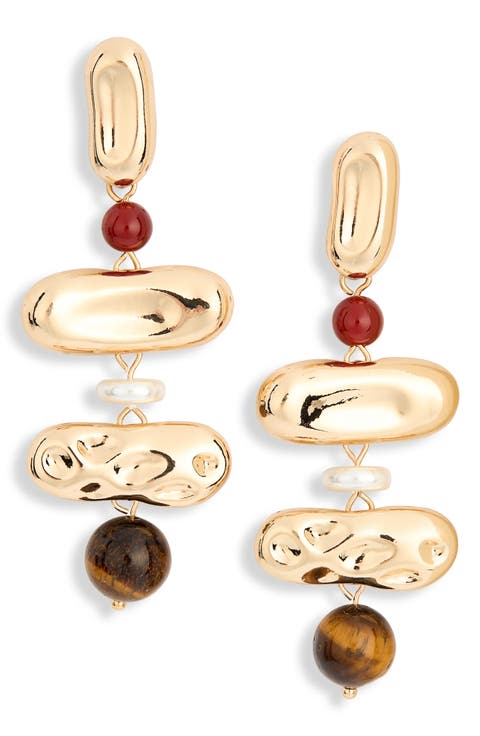 Molten Tiered Tiger's Eye Drop Earrings