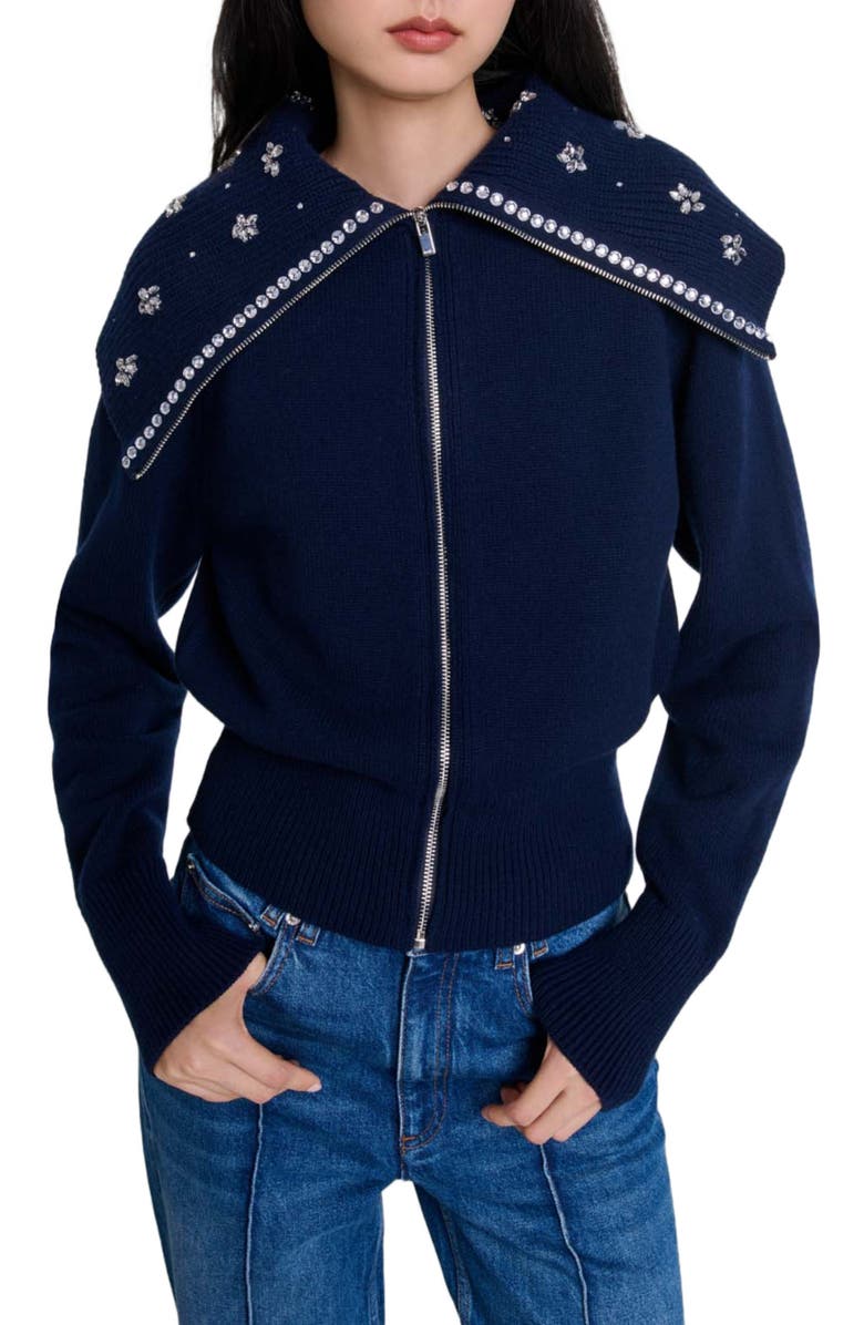 maje Cardigan with jewellery neck, Main, color, 