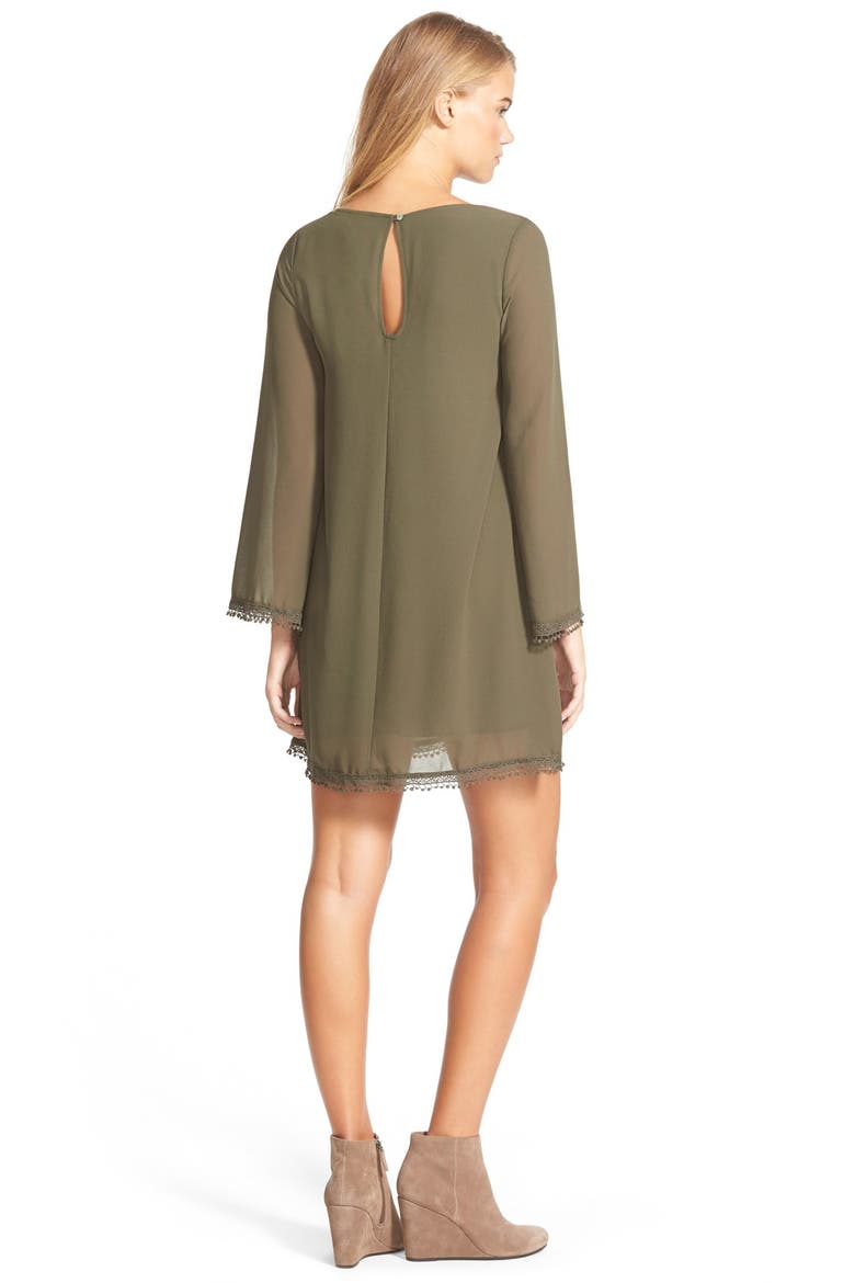 dee elle Long Sleeve Swingy Shift Dress, Alternate, color, OLIVE