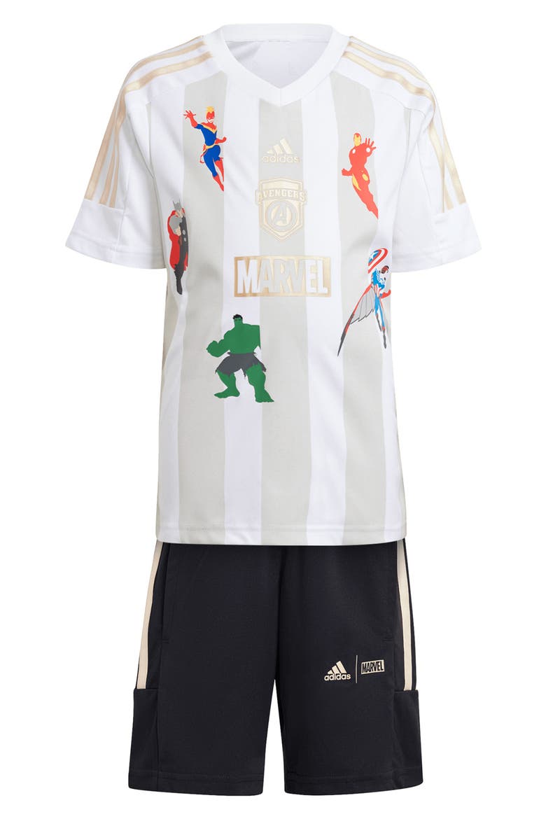 x Marvel's Avengers Kids' Graphic T-Shirt & Shorts Set, Main, color, WHITE/ GREY/ GOLD METALLIC
