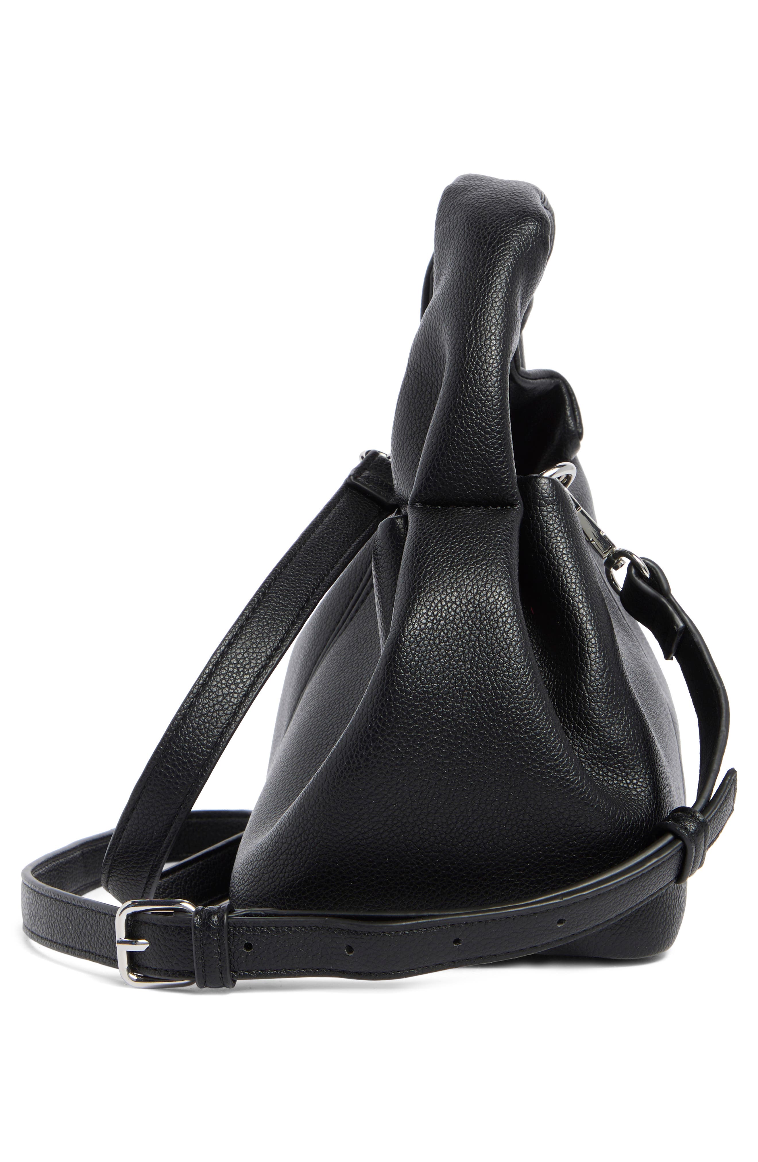 BCBG Mini Pleated Top Handle Satchel, Alternate, color, Black