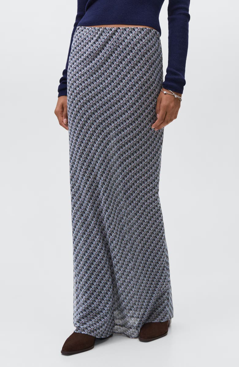 MANGO TEEN Print Maxi Skirt, Main, color, Charcoal