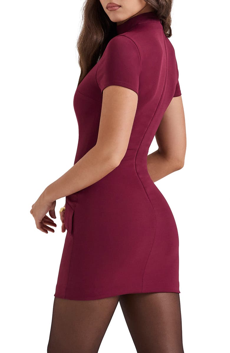 HOUSE OF CB Alia Mock Neck Body-Con Minidress, Alternate, color, Mulberry
