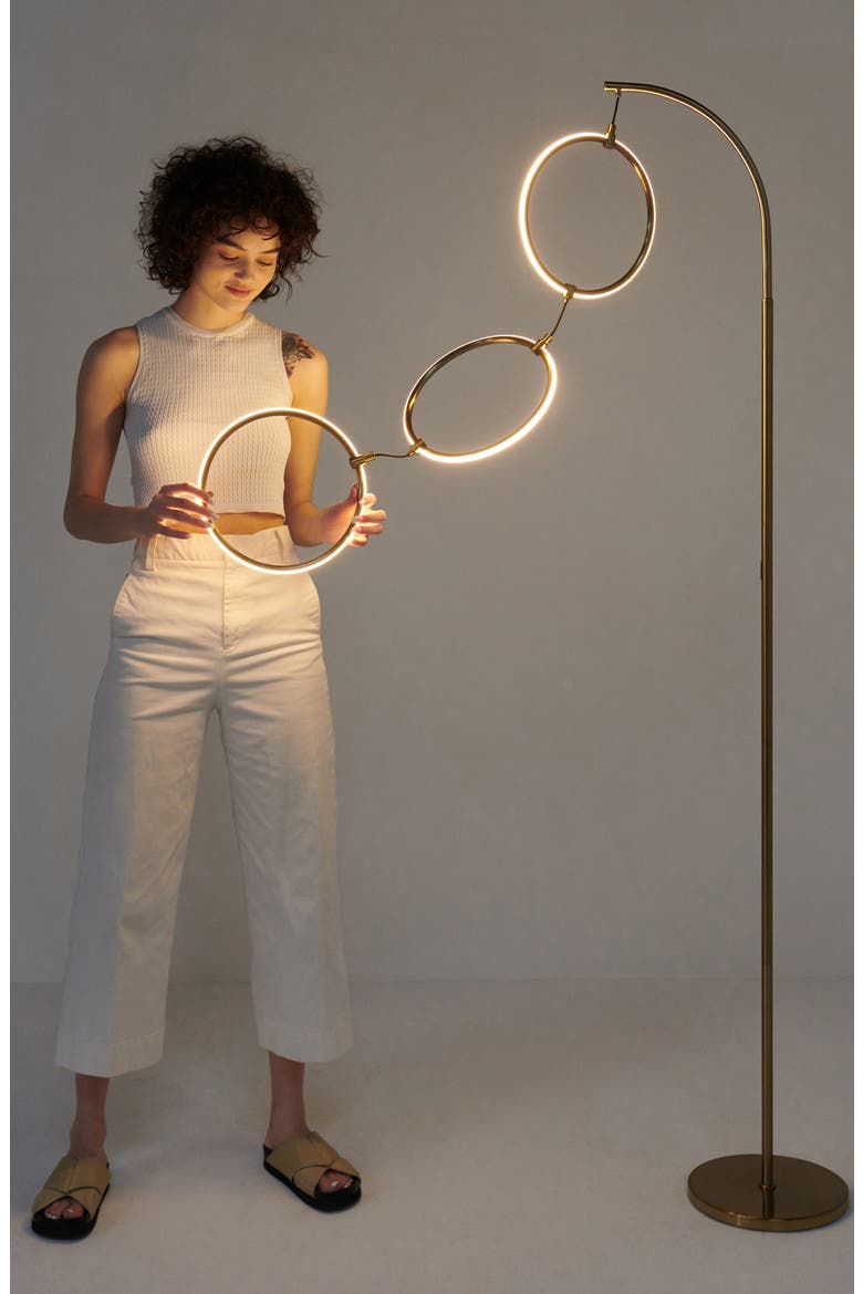 Nova 74" Novelty Halo Integrated LED Floor Lamp with 3-Way Dimming, Alternate, color, BRASS