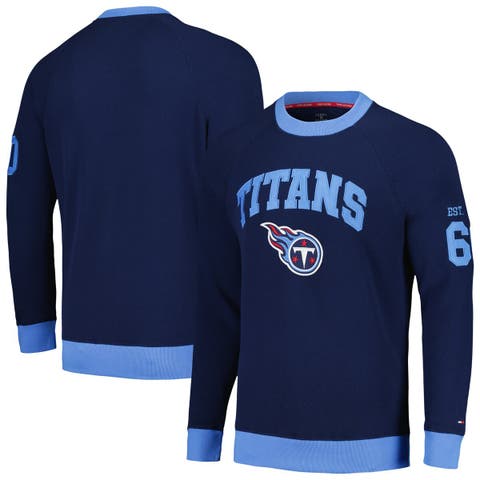 Men's Tommy Hilfiger Navy Tennessee Titans Reese Raglan Tri-Blend Pullover Sweatshirt