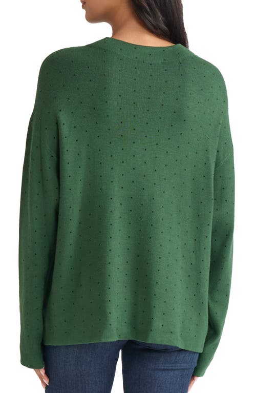 Jones New York Rhinestone Mock Neck Sweater In Green