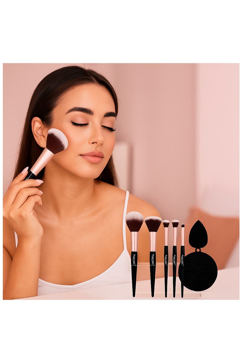 Complete Glam 7-Piece Makeup Brush Set, Alternate, color, BLACK