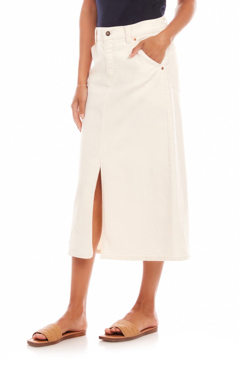 Karen Kane Denim Midi Skirt, Alternate, color, Natural