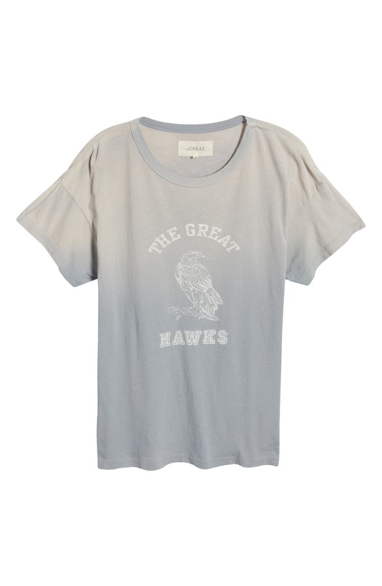 THE GREAT. Hawks Boxy Graphic Cotton Tee, Alternate, color, Double Washed Pastel Blue