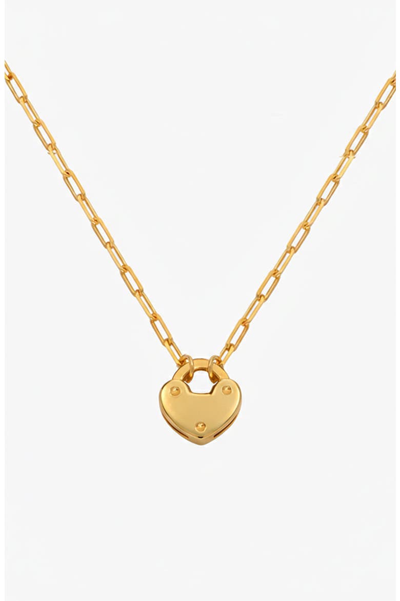 Heart Charm Lock Necklace, Main, color, Gold Vermeil