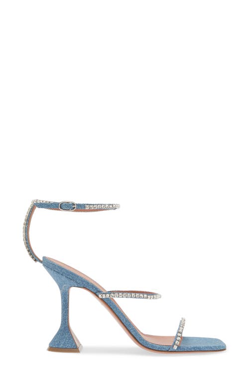Shop Amina Muaddi Gilda Crystal Strap Denim Sandal In Denim/crystal