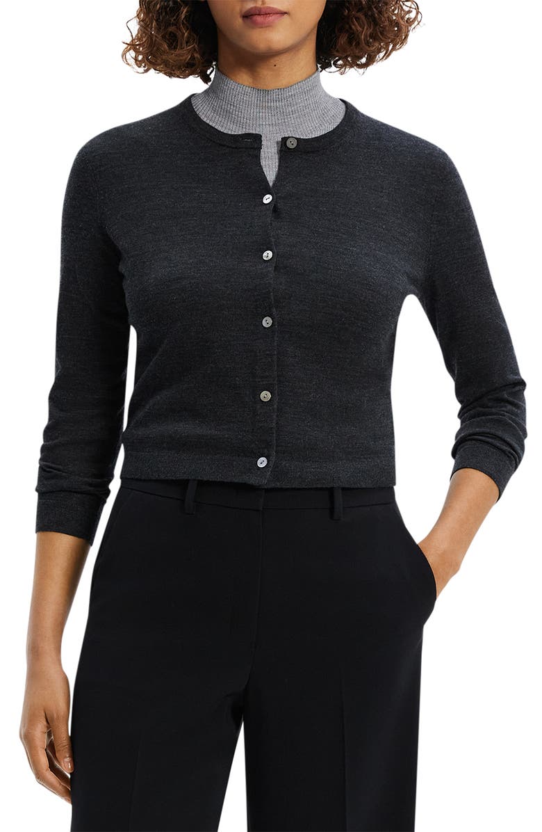 Theory Regal Wool Crop Cardigan, Main, color,