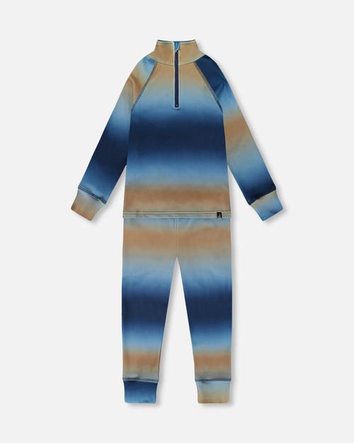Deux Par Deux Boy Two-piece Thermal Underwear Set In Blue