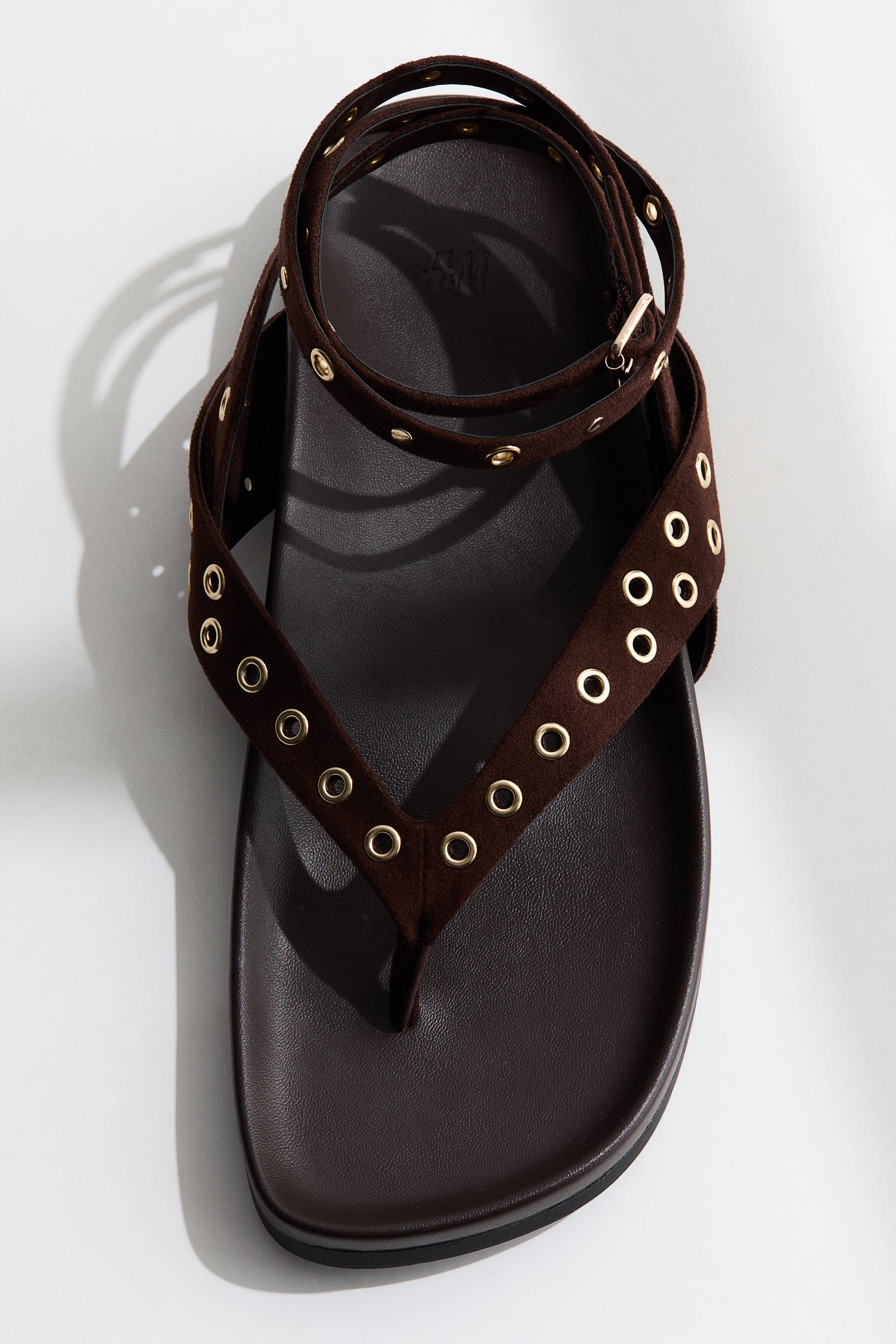 H&M Grommet-detail sandals, Main, color, Dark Brown