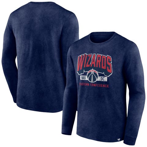 Men's Fanatics Branded Heather Navy Washington Wizards Front Court Press Snow Wash Long Sleeve T-Shirt