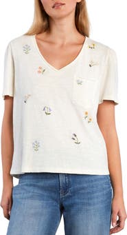 Billy T Wild Meadow Embroidered Puff Sleeve Cotton T-Shirt