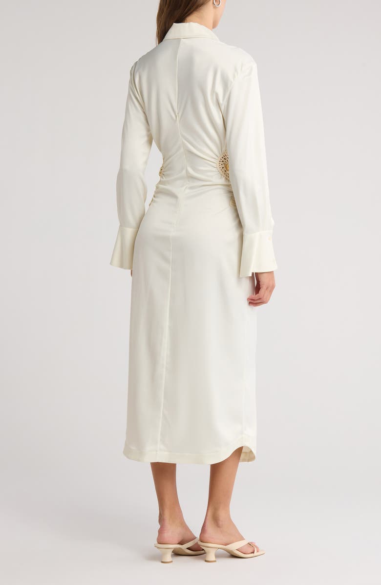 Simkhai Rhoda Fossil Crochet Combo Shirtdress, Alternate, color,