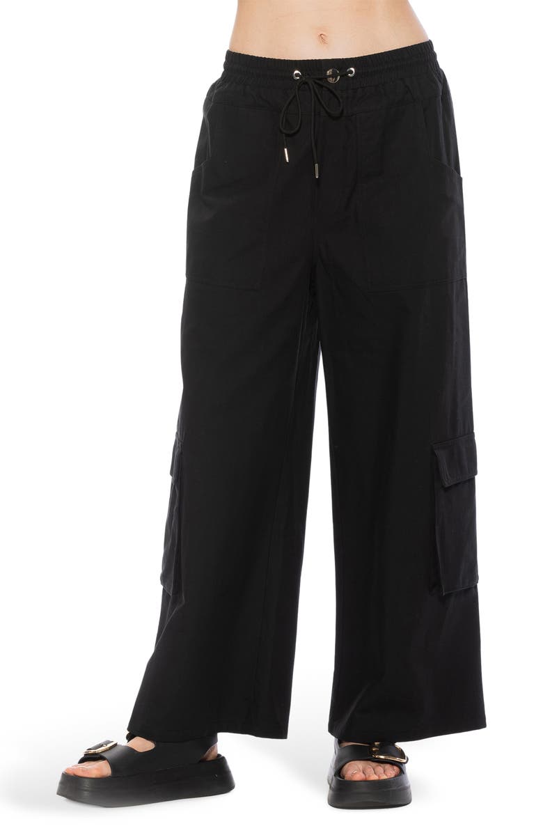 Alexia Admor Evren Drawstring Waist Cargo Pants, Main, color, Black