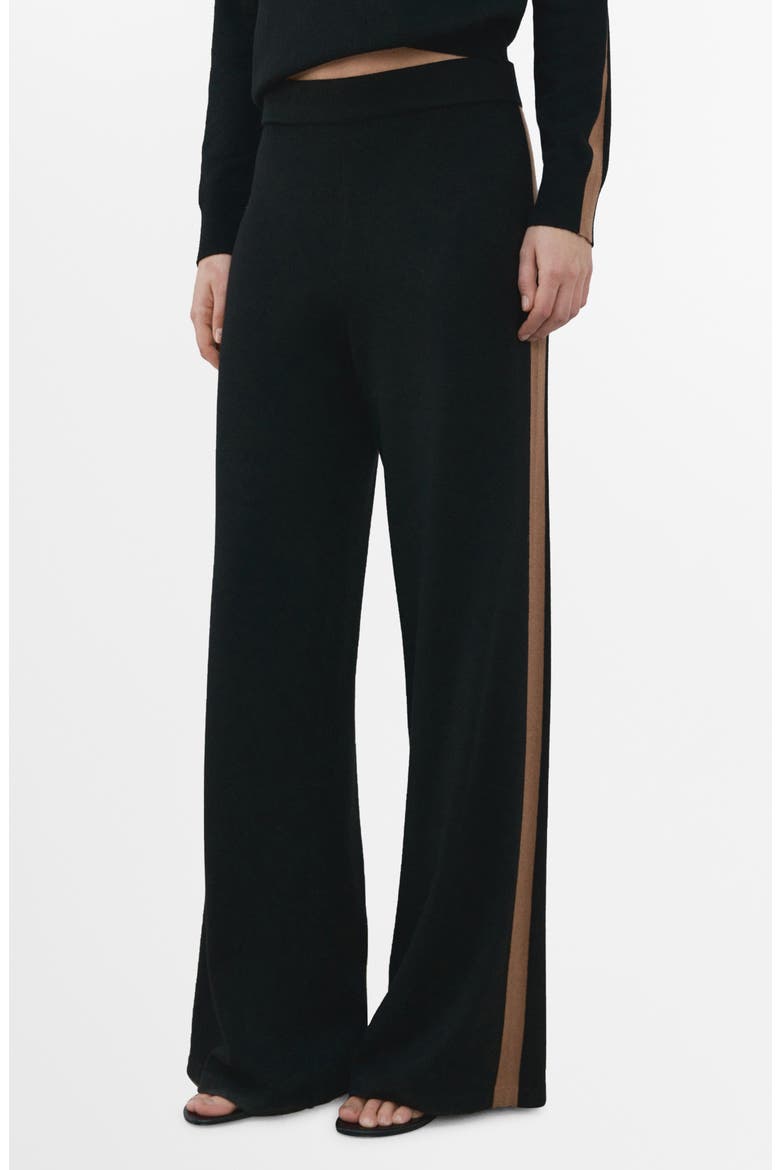 Contrast Stripe Knit Pants, Main, color, BLACK