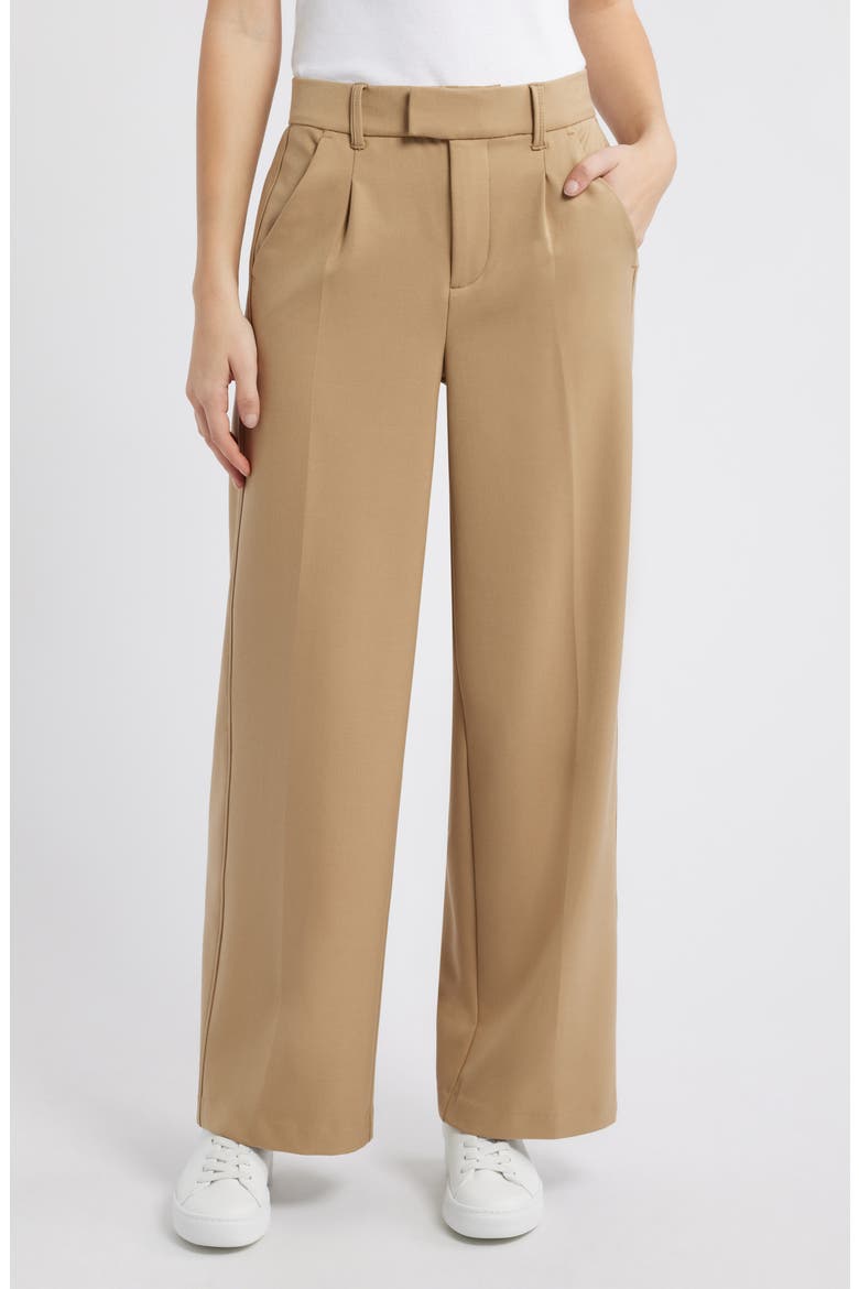 Relaxed Waist Wide Leg Trousers, Main, color, HAZELNUT CREAM