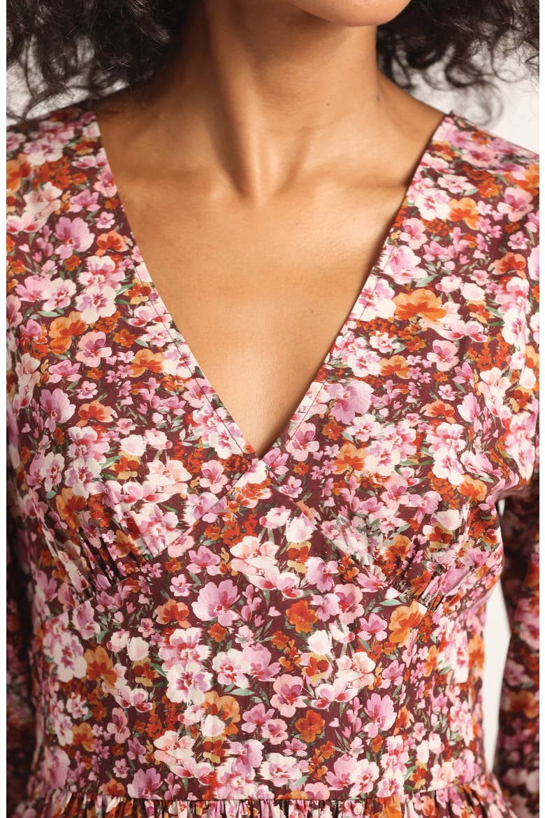 Savannah V-Neck Peplum Top, Alternate, color, BURGUNDY MINI FLORAL