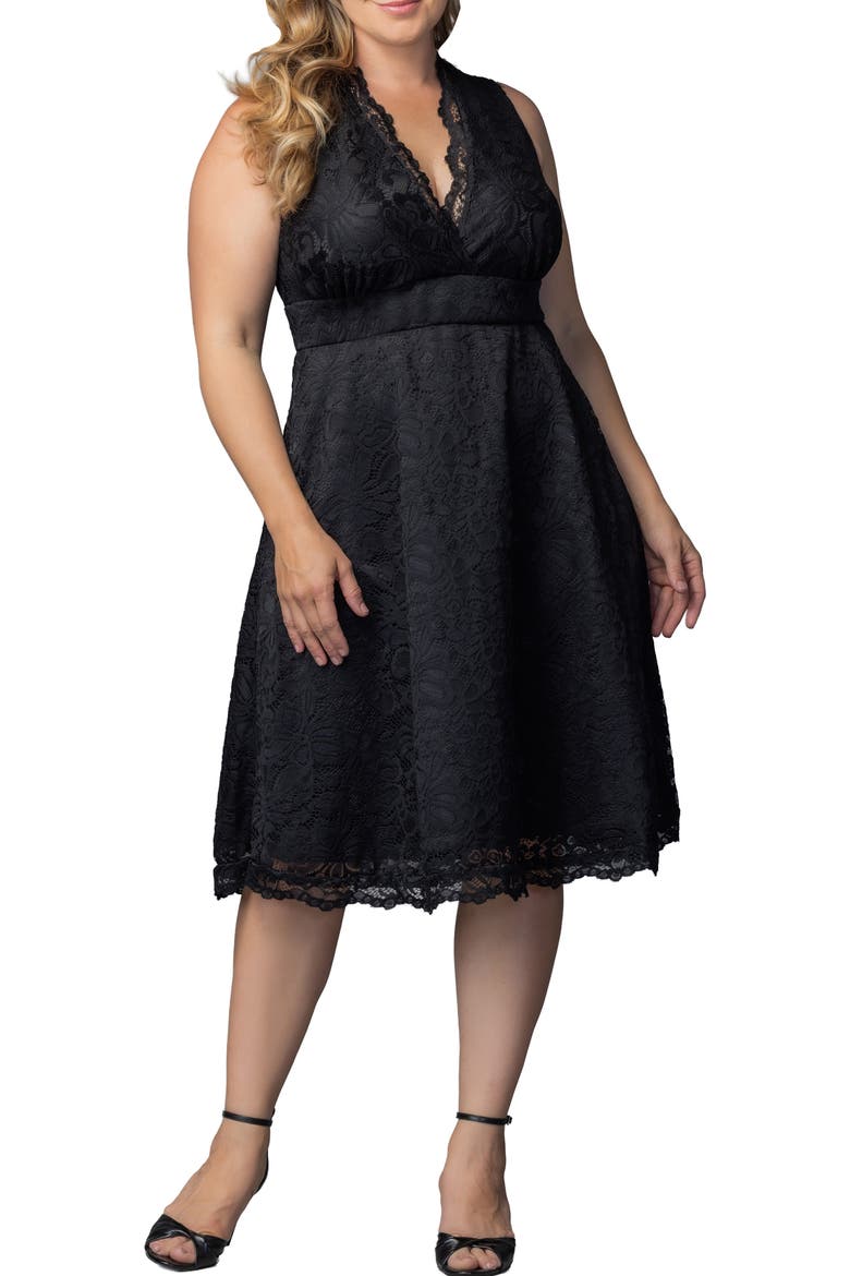 Pinup Boudour Lace Cocktail Dress, Main, color, ONYX