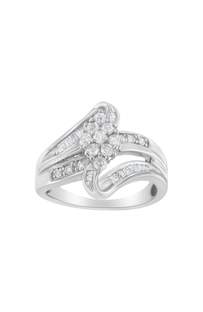 Haus of Brilliance 10K White Gold 1/2 cttw Diamond Cluster Ring, Alternate, color, White Gold