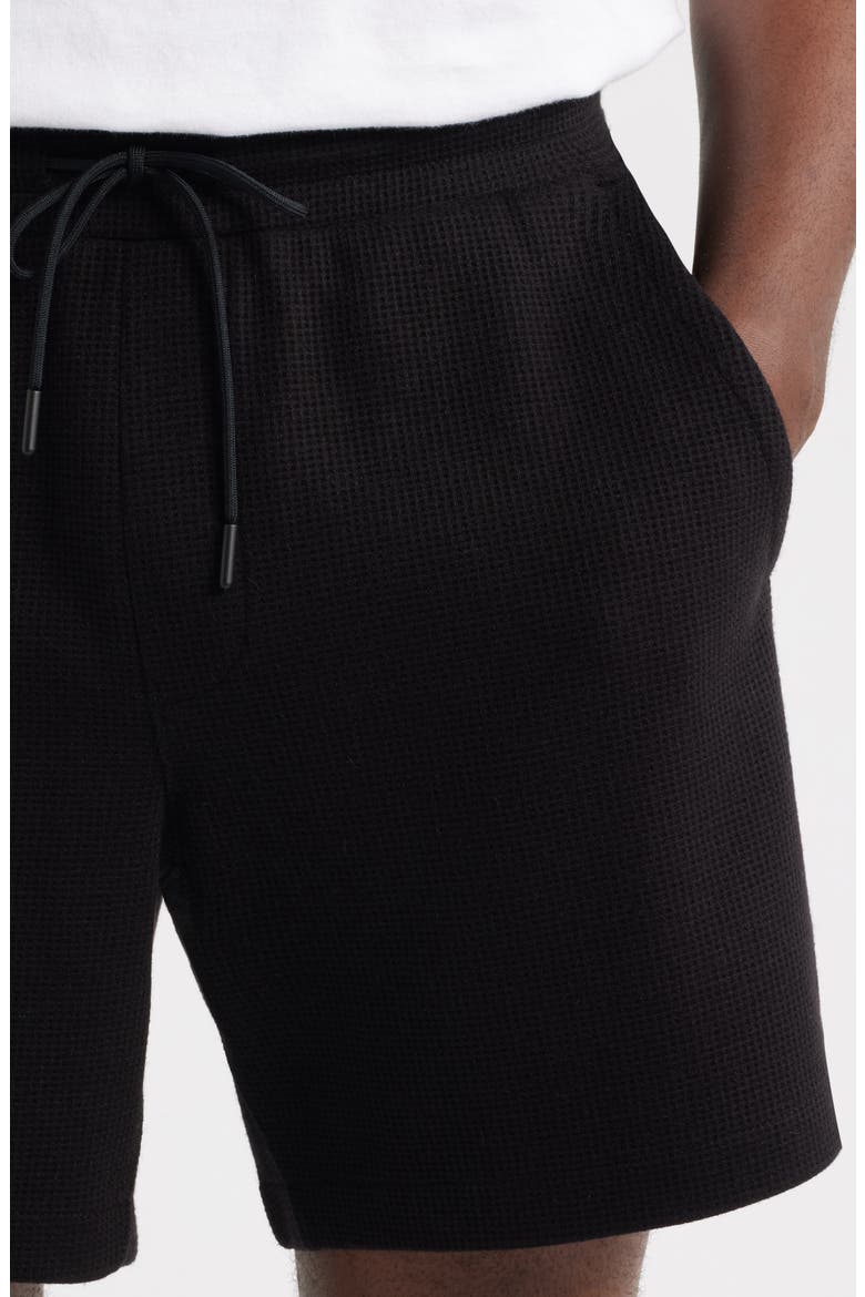 Waffle Knit Shorts, Alternate, color, BLACK CAVIAR