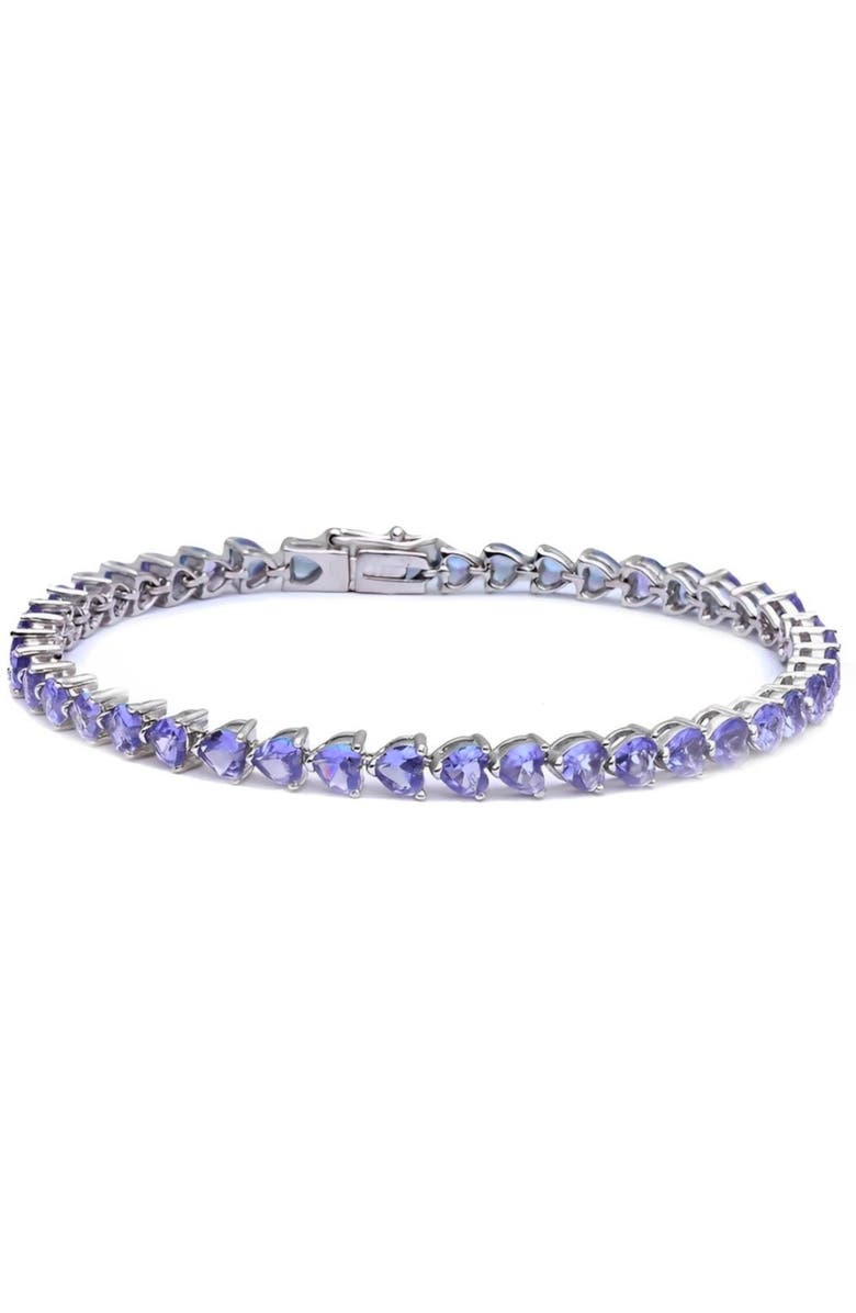 Donatello Gian Heart Cut Tanzanite Tennis Bracelet, Main, color, Silver