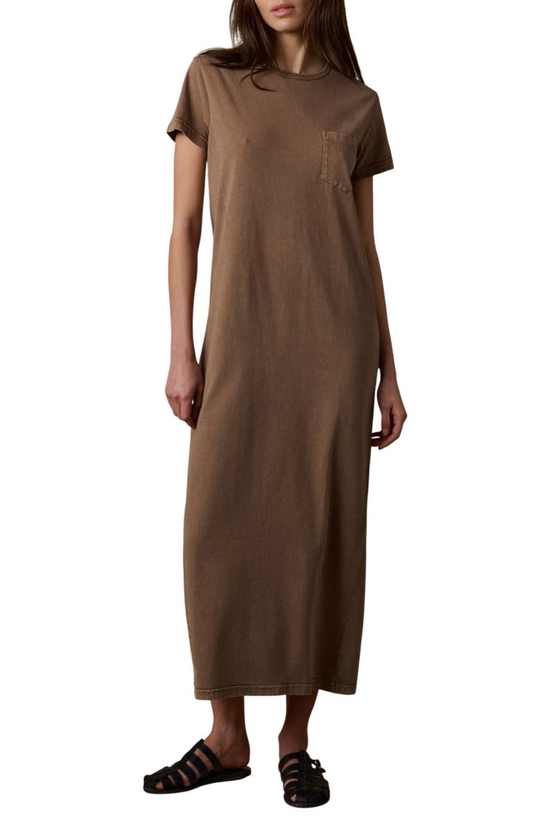 Faherty Organic Cotton Blend T-Shirt Maxi Dress, Main, color, Alpine Brown