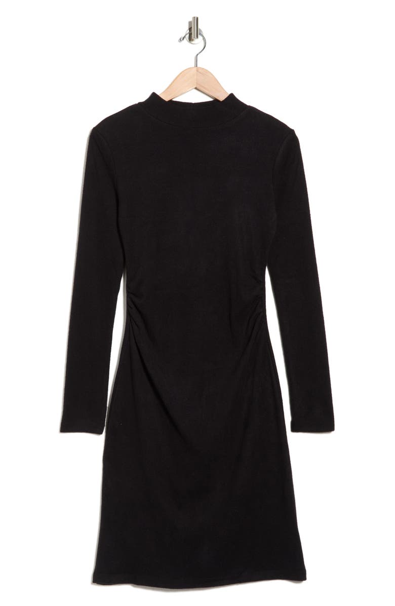 French Connection Long Sleeve Ruched A-Line Dress, Alternate, color, Black