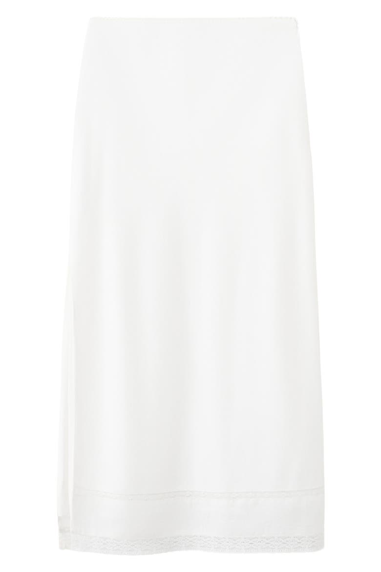 Lace Trim Linen Blend Midi Skirt, Main, color, OFF WHITE