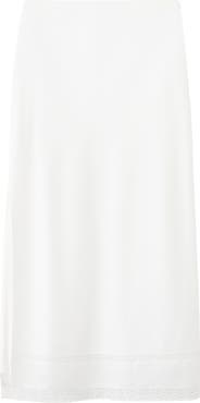 MANGO Lace Trim Linen Blend Midi Skirt