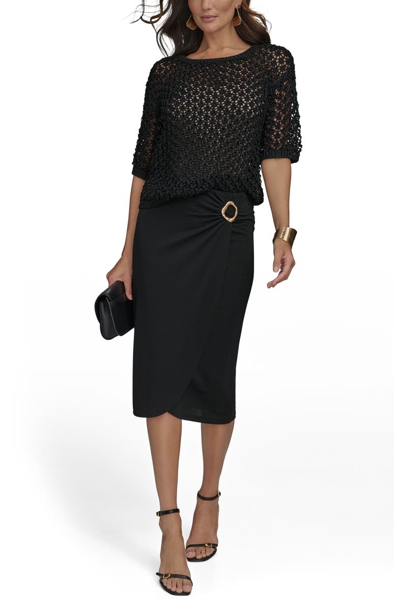 Donna Karan New York Open Stitch Elbow Sleeve Sweater, Alternate, color,