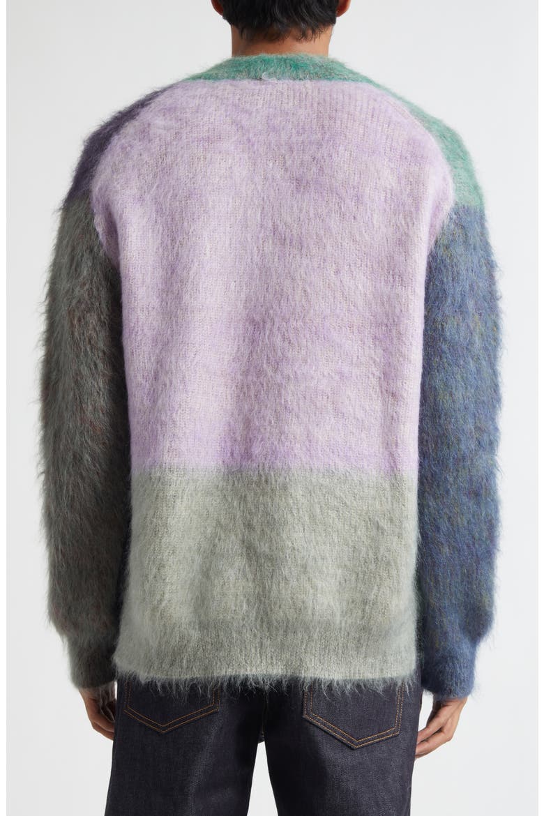 Patti Colorblock Brushed One of a Kind Cardigan, Alternate, color, GREEN/ PURPLE MULTI