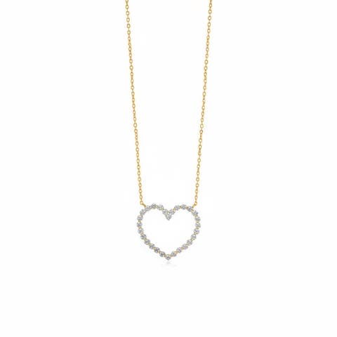 Diamond Heart Cutout Pendant Necklace 14K