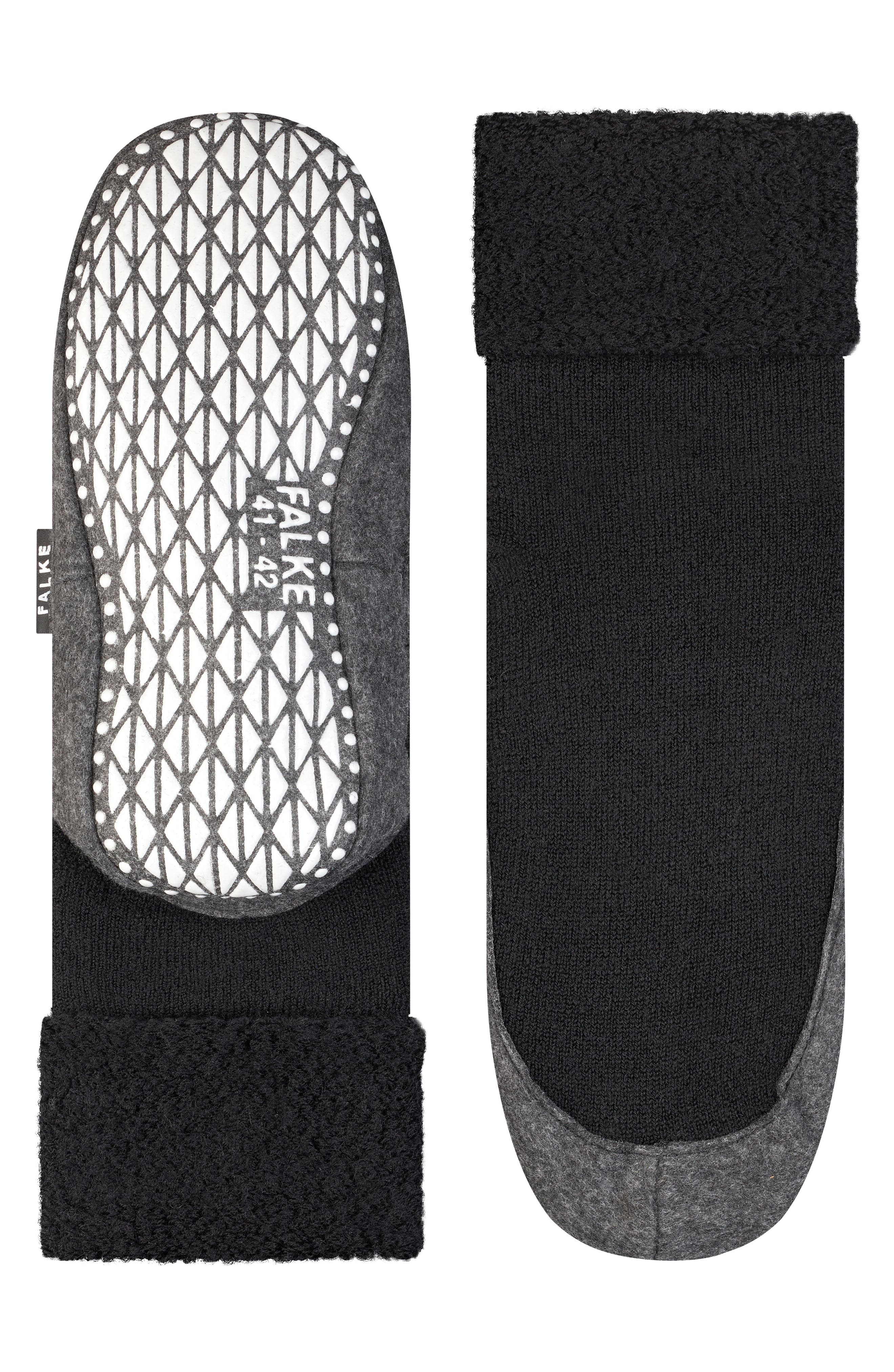 Falke Cozyshoe Wool Blend Sock Slippers, Alternate, color, Black