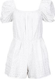Hope 
Henry Women
s Organic Puff Sleeve Eyelet Romper