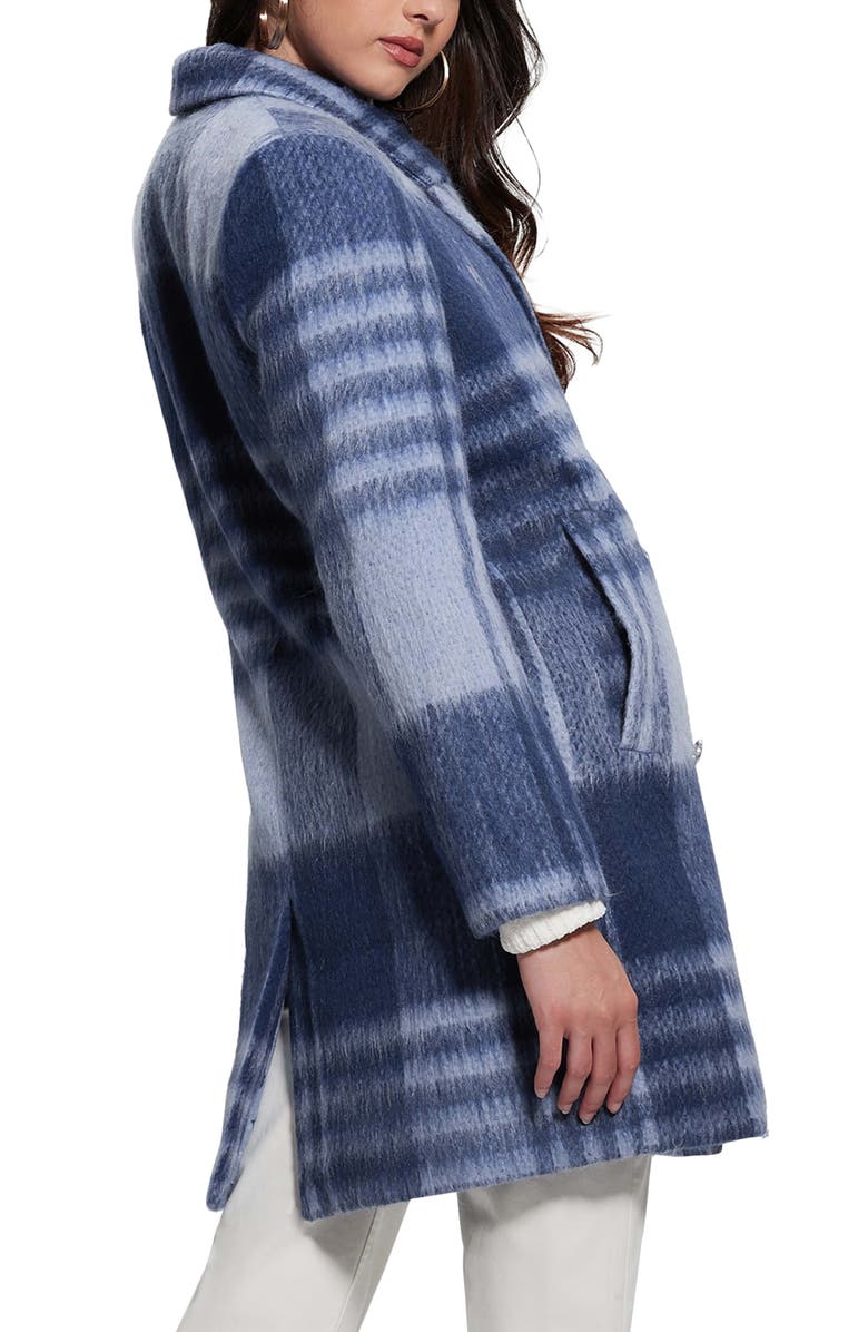 GUESS Ramona Check Double Breasted Coat, Alternate, color, 